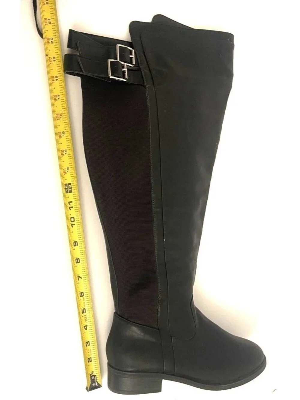 Torrid Black Double Buckle Over The Knee Boot 9 (WW) Gothic Biker Riding Moto